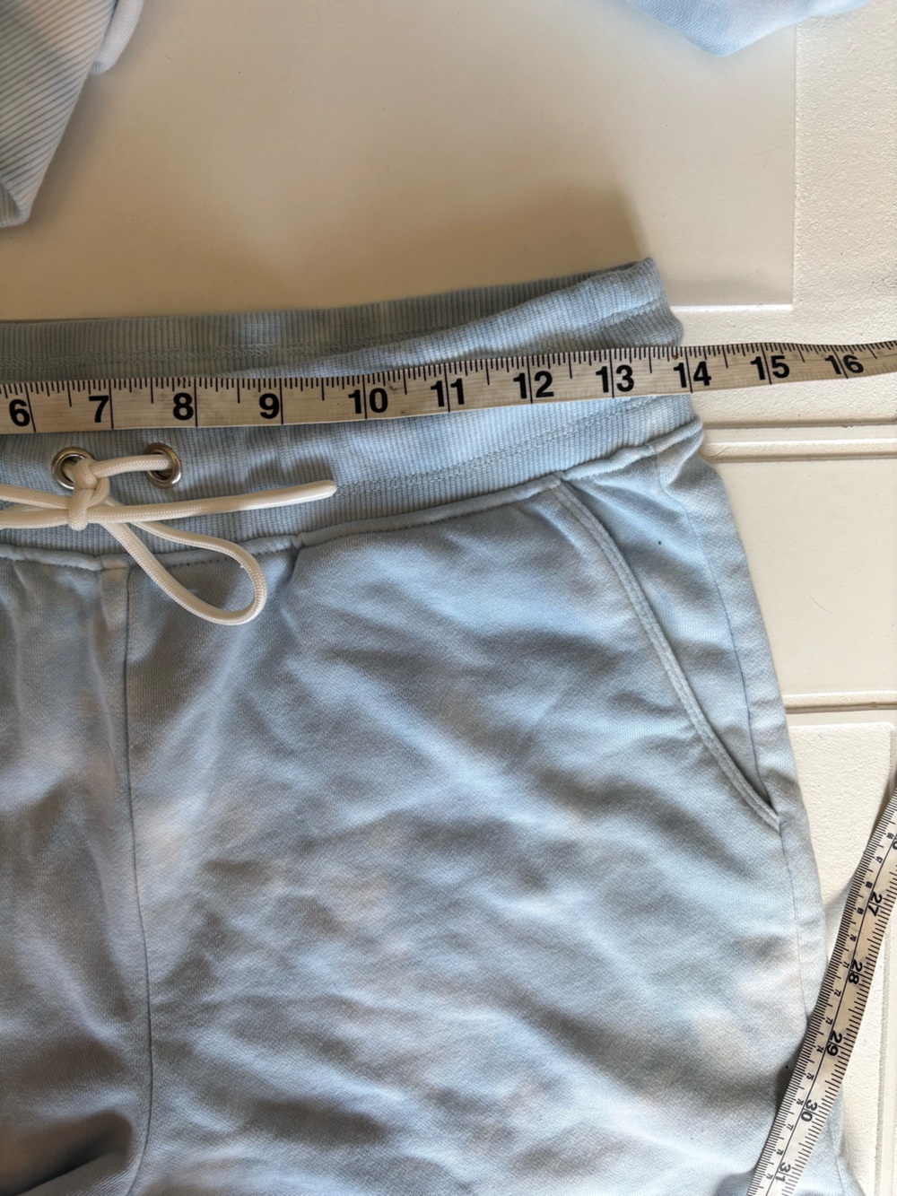 Good American Cloud Sweat Lounge Shorts Set Blue Tie Dye Size 2 - Picture 9 of 10